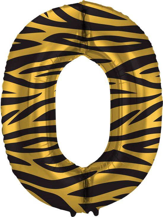 Folat Folieballon Cijfer 0 Tiger Chic - 86 cm