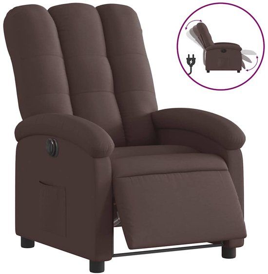 VidaXL Fauteuil verstelbaar elektrisch stof donkerbruin