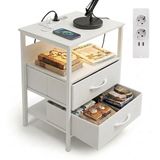 Merkloos Relaxdays Bijzettafel - wit - MDF - 60 x 40 x 30 cm