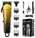 Tondeuse à cheveux professionnelle - Sans fil - Rechargeable par USB - Moteur rotatif en cuivre, 5800 tours par minute - Lames en inox - 3-4 sabots - Doré
