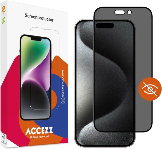 Accezz Privacy Screenprotector voor iPhone 15 Pro Max - Gehard Glas