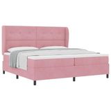 vidaXL Boxspring bed met hoofdeinde Roze 200 x 200 cm Fluweel