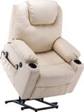 MARA Monkey's Fauteuil de massage électrique Crème Similicuir Fonction releveur Fonction chauffante