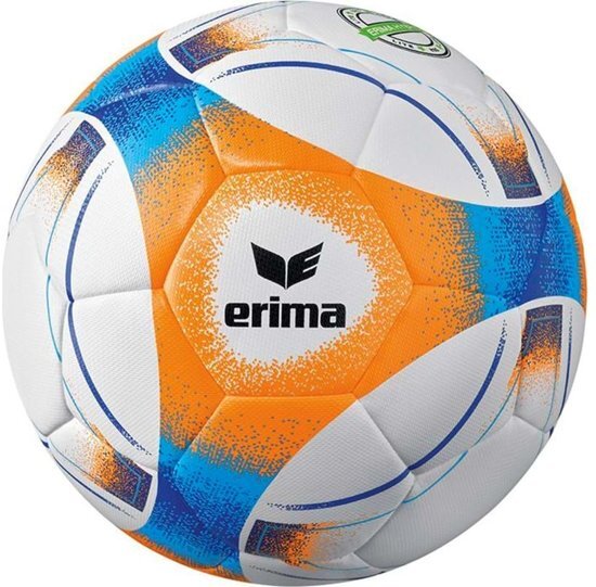 Erima Hybrid Voetbal - 290gram - Maat 5 - Wit / Neon Oranje / Blauw