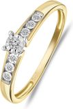 Lucardi Dames ring met 7 diamanten (0,05ct) - Ring - Cadeau - 14 Karaat Goud - Geelgoud