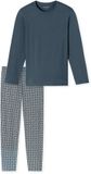 SCHIESSER Pyjama lang Heren jeansblauw 100% Katoen Maat 58