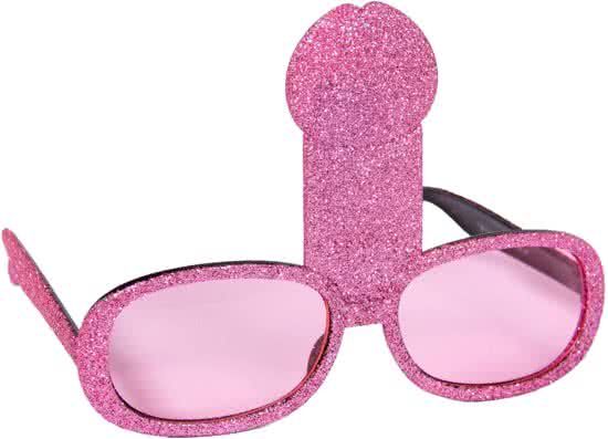Folat Bachelor Bril Penis met Roze Glitter