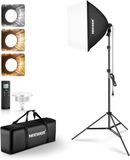 NEEWER Softbox verlichtingsset met statief, 60 x 60 cm Soft Box Set, 45W Bi Color 2,4G LED-lamp, 20m afstandsbediening, 10 kanalen, 2900K-7000K, 1400lx/1m CRI95 fotostudio video-opname continu licht