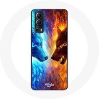 Maniacase Etui voor Vivo Y72 Wolf van ijs en vuur