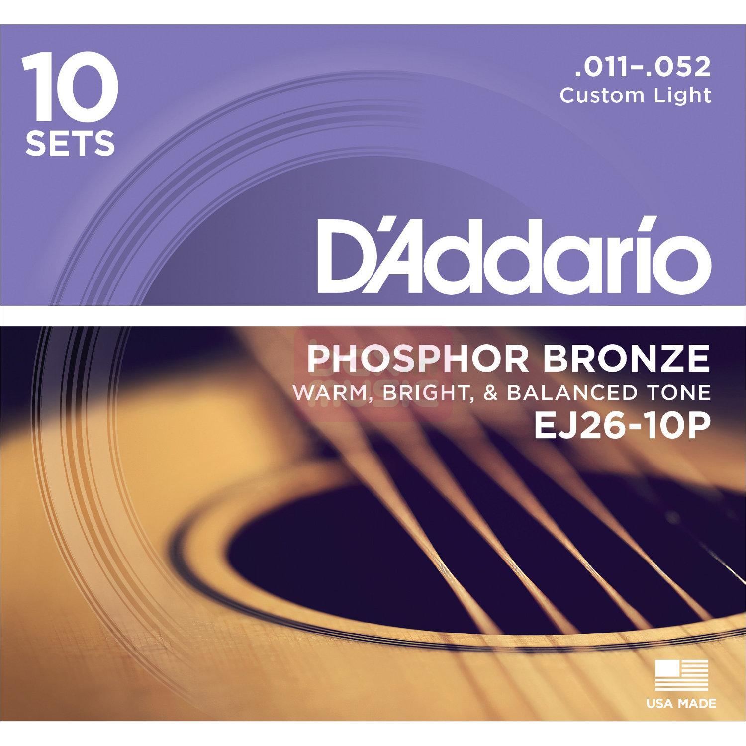 D'ADDARIO EJ26-10P snarenset voor akoestische gitaar 10 sets