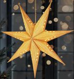 BRUBAKER 3D Kerstster om op te Hangen - LED Papieren Ster met Timer - 60 cm Adventster met Modern Patroon - Werkt op Batterijen en Verlicht - Kerstdecoratie Lichtster voor Venster - Goud