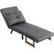 Fauteuil convertible 1 place 3-en-1 dossier réglable coussin velours gris 63x73x81cm