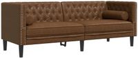 vidaXL Driezitsbank Chesterfield-stijl Kunstleer Bruin