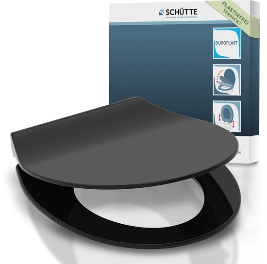 SCHÜTTE WC-Bril 82710 SLIM BLACK - Duroplast - Soft Close - Afklikbaar - Zwart Mat