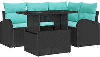 vidaXL Tuinbank Set Zwart Poly Rattan