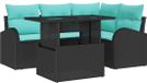 vidaXL Tuinbank Set Zwart Poly Rattan