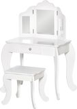 HOMCOM Ensemble de coiffeuse pour enfants MDF 63x40x85,5cm Blanc
