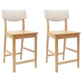 vidaXL Eetstoelen - 2 st - Massief Rubberhout - Naturel - 48 x 49 x 95 cm