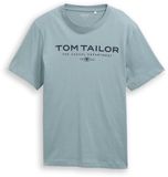 Tom Tailor - T-shirt en Coton avec imprimé logo - Taille XXL - gris menthe