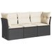 VidaXL Loungeset met kussens, poly rotan, zwart