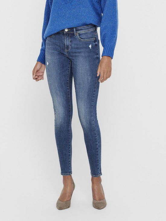 ONLY ONLWAUW MID SKINNY BJ114-3 NOOS Dames Jeans - Medium Blue Denim - XL/34
