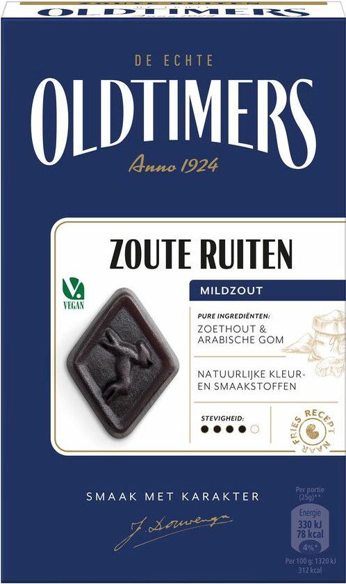 Autodrop Oldtimers Zoute Ruiten Drop - Mildzout - Vegan - 235g