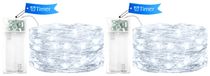 Guirlande lumineuse LED, 2 mètres, 20 LED, lumière blanc chaud, avec minuteur, 2 pièces