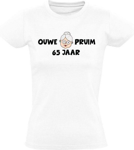 Ouwe pruim 65 jaar Dames T-shirt XL - Wit - Katoen