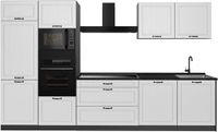 Vicco Complete keukeneenheid R-Line, Wit landelijk/Antraciet, 340 cm antraciet werkblad