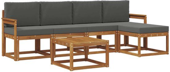 vidaXL Acacia Hout Bank Loungeset 5 Zitplekken Natuurlijk en Antraciet