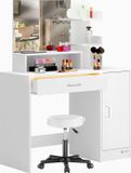 Casaria Make up Tafel Jocelyn - Kruk Opbergruimte 140x90x40cm - Wit
