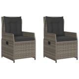 VidaXL Tuinstoelen 2 stuks Gecapitonneerde zitting Polyrattan Staal Grijs