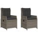VidaXL Fauteuils 2 pièces Assise capitonnée Polyrotin Acier Gris