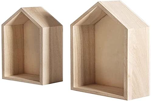 Rayher Hobby Rayher 62695000 houten frame huisje, FSC Mix Credit, 17x9x4 cm + 15x7,5x4 cm