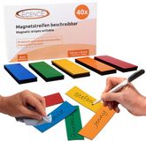 ECENCE beschrijfbare magneetstrips, 40 stuks - 100 mm x 30 mm - kleurrijk