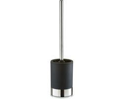Zeller WC/Toiletborstel - rvs - zwart - rubber coating - D10 x H41 cm