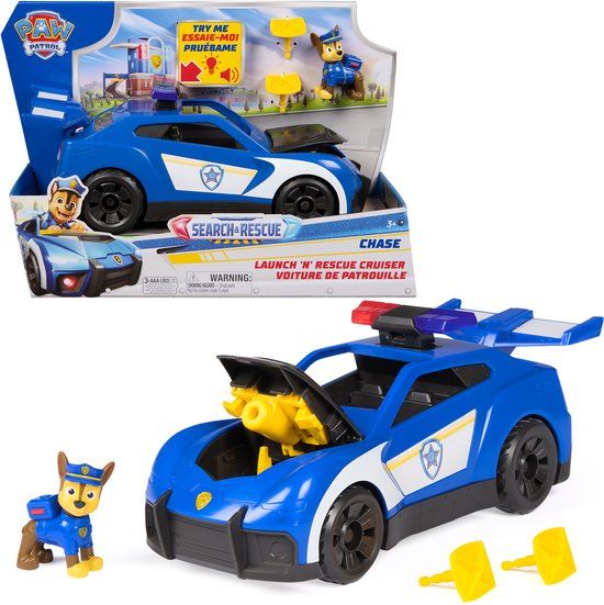 PAW Patrol Chase Politieauto - Search & Rescue - Met figuur, licht, geluid & 2 projectielen