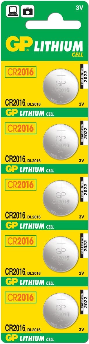 GP Batteries Lithium Cell CR2016 - 5 Pack