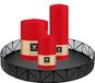 Wiedemann Bougies cylindriques - set de bougies coniques - sur plateau noir en métal - 3x pièces - rouge - 6 x 12 - 10x15 - 7x20 cm