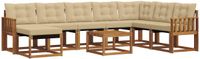 vidaXL Buiten bank set 9 st Natuurlijk en Beige