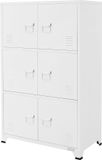 ML-design Kantoorkast met drie niveaus magnetische sluiting 75x40x120 cm wit staal