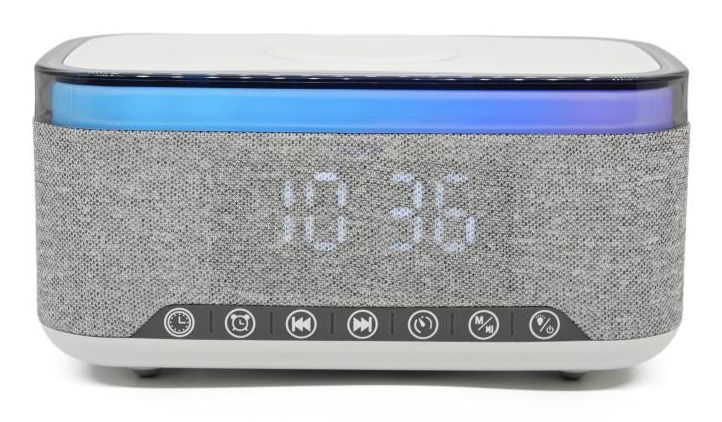 Denver CRQ-225 Radio Klok Grijs with Bluetooth, FM Radio, Wireless Charging, and Dual Alarm