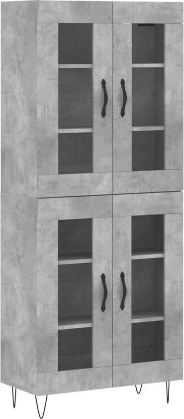 vidaXL Hoge kast 69,5x34x180 cm bewerkt hout betongrijs