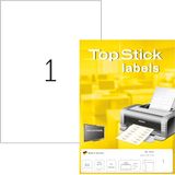 TopStick 8410 universele etiketten A4 groot (210 x 297 mm, 25 vellen, papier, mat) zelfklevend, bedrukbaar, permanente klevende adreslabels, 25 etiketten voor printer, wit