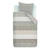 Riviera Maison katoenen gestreepte 1-persoons dekbedovertrek 140x220 cm - zand
