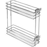 GTV Uittrekbare mand voor keuken MOVIX, zijdelingse montage met 2 planken, voor basismeubels van 200 mm, draagkracht 15 kg, diepte 478 mm, verchroomd staal