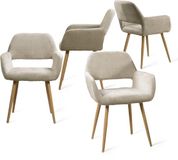 MEUBLE COSY MEUBLES COSY Eetkamerstoelen - Set Van 4 Beige Microfiber Stof