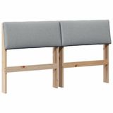 vidaXL - Gestoffeerd hoofdbord - Lichtgrijs - 135 cm - Massief grenenhout