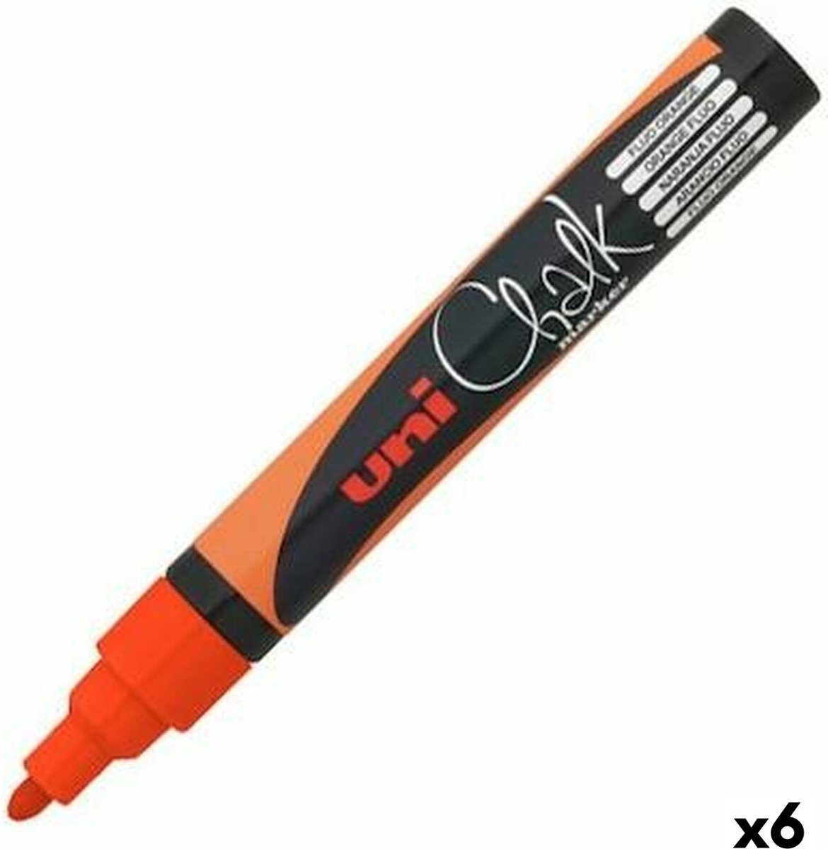 uni-ball Krijtstift Chalk rond fluo oranje - 6 stuks