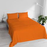 Italian Bed Linen Elegante beddengoedset (plat 240x270, hoeslaken 170x200cm+2 kussenslopen 50x80cm), oranje, dubbel
